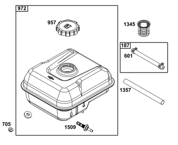 Fuel Supply Group Diagram and Parts List for 106232-0268-H1 100000 - 19Z999 Briggs and Stratton Engine
